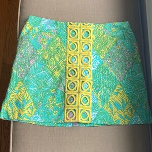 Lilly Pulitzer Sundance Marigold Green and Yellow Mini Skirt Skort